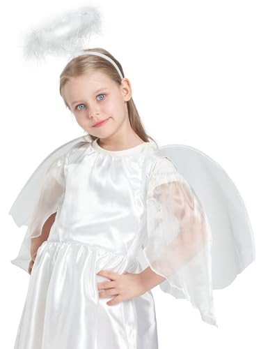 Disfraz de ángel blanco para niñas 7-8 años miniatura 3