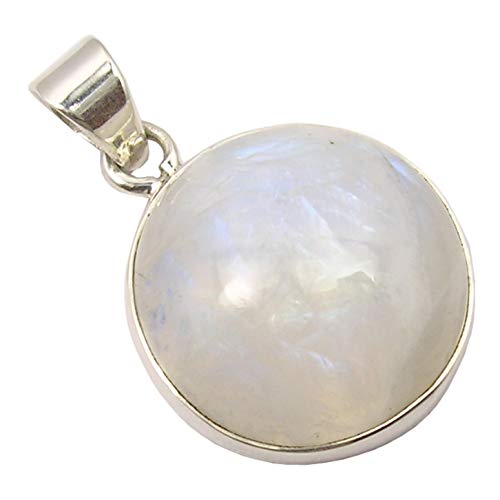 SilverStarJewel Colgante de piedra de luna pura del arco iris azul real de plata esterlina 925 1.1"5.6 gramos Cover
