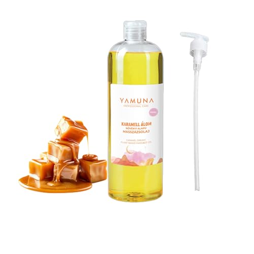 YAMUNA NATURAL BEAUTY Aceite de masaje, 100% vegetal, cosmética natural de Hungría. Aceite profesional, sin parafina ni parabenos para un masaje refrescante. (1000 ml, caramelo)