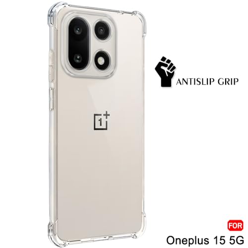 Image of TheGiftKart Crystal Clear Back Cover Case for OnePlus 15 5G | Raised Bumps for Camera & Screen Protection | Ultra Clear Soft Silicone Back Cover Case for OnePlus 15 5G (TPU, Transparent)