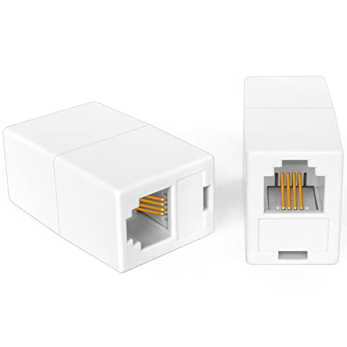 image for NECABLES 2Pack RJ11 Coupler Phone Line Connector Telephone Cord Adapte