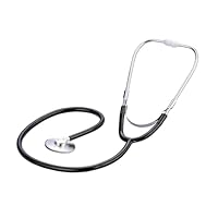 Medi-Inn Flachkopf-Stethoskop SCHWARZ - ultraleicht, nickelfrei, flaches Bruststück, 1-Schlauch-Y-System, weiche Ohroliven