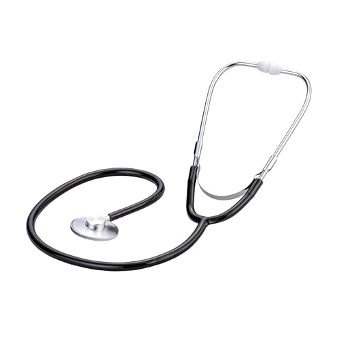 Medi-Inn Flachkopf-Stethoskop SCHWARZ - ultraleicht, nickelfrei, flaches Bruststück, 1-Schlauch-Y-System, weiche Ohroliven