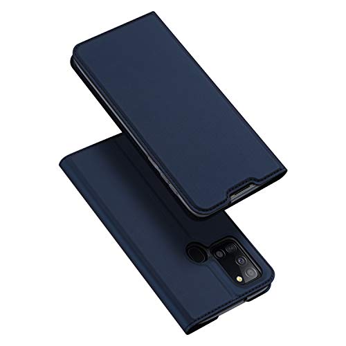 Funda para Samsung Galaxy A21S, Carcasa Cuero PU Cuero Flip Folio Libro [Magnético] [Soporte Plegable] [Ranuras para Tarjetas] Leather Wallet Slim Bumper Antigolpes Cover Case, Azul