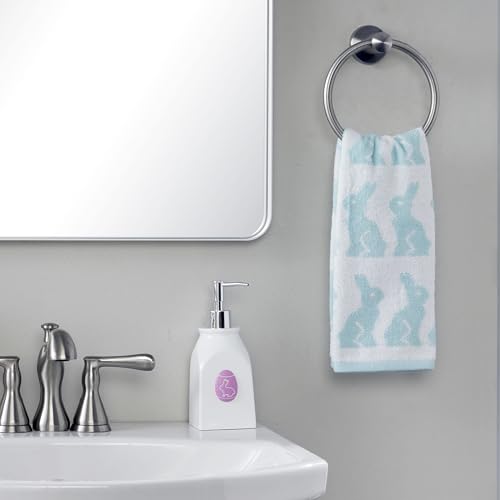 Image of SKL Home Easter Bunny Jacquard 100% Cotton 2pc Hand Towel Set, Reversible & Decorative for Bath /Kitchen /Bar & Gift, Aqua