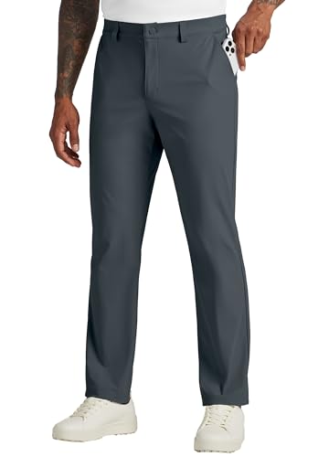 Willit Mens Golf Pants Stretch Comfy Work Dress Pants 28''/30''/32''/34'' Lightweight Casual Pants Slacks with Pockets Deep Gray 34W x 30L