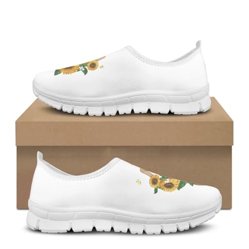 Jeiento Yellow Sunflowers Butterfly Loafers for Women Slip on Casual Walking Shoes2