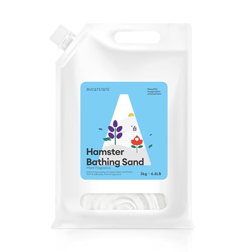 BUCATSTATE Sable de hamster avec bec verseur, 3 kg de sable de chinchilla naturel, sable de bain du désert sans poussière, sable à litière pour hamster...