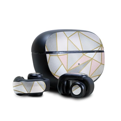 Image of Glossy Glitter Skin Compatible with Bose Ultra Open Earbuds - Rose Gold Polygon - Premium 3M Vinyl Protective Wrap Decal Cover - Easy to Apply | Crafted in The USA by MightySkins