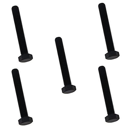 Image of Carbon Steel Hex Screw Bolts Hex Drive Fastener Rustproof Fully Threaded Metric Cap Bolts Black M8x55mm 5Pcs