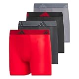 adidas Boys' Performance, Kids Underwear, Athletic Fit Microfiber Boxer Briefs, Better Scarlet/Carbon Grey/Black, Medium