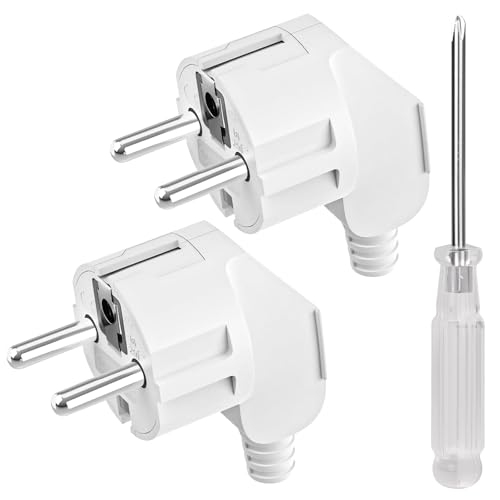 AXFEE Clavija Enchufe Macho, 2 Piezas 250V 16A Enchufe Macho, Enchufe de Seguridad Exterior 16A 250V Encufe, con Destornillador, para Uso en Interiores y Exteriores, Blanco