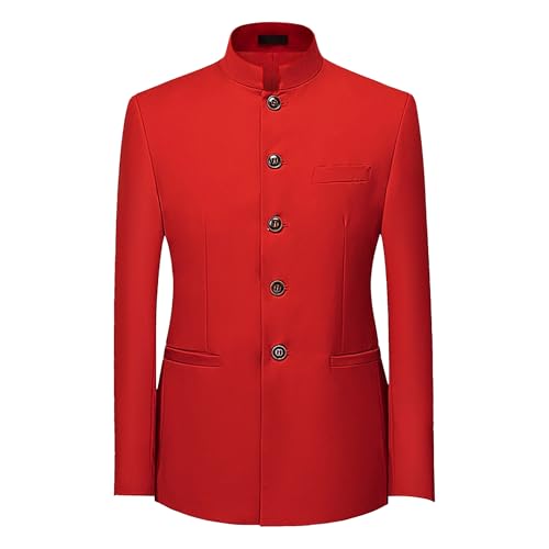 Men's Chinese Tunic Suits Stand Collar Jacket Men Tunic Suit Slim Fit Collar Blazer