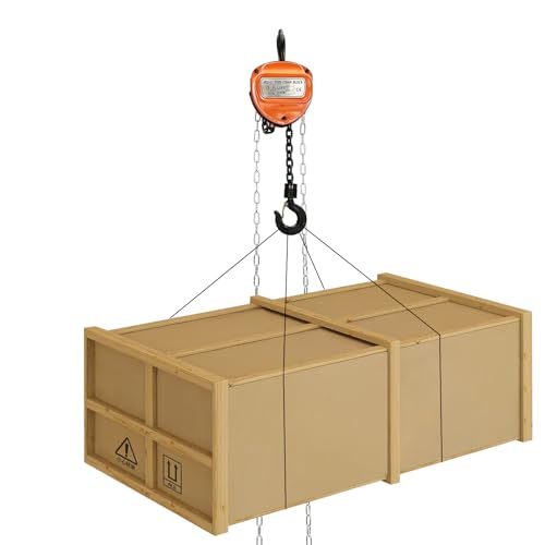 DYNAMI 0.5T/1102lbs 10 Feet Hand Chain Hoist,Heavy Duty Pulley Hoist Manual Chain Block Hoist with 360-degree Rotatable Hooks,for Garage Factory Dock,Easy to Operate(0.5T 10ft Orange)