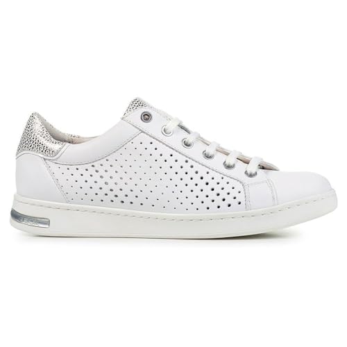 Geox Girls' D Jaysen B Trainers, White Lt Silver, 3.53
