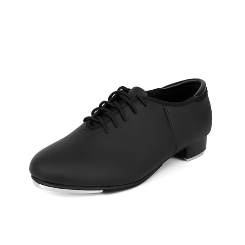 Unisex Tap Shoes PU Leather Slip On Lace-Up Dance Shoes for Women and Men
