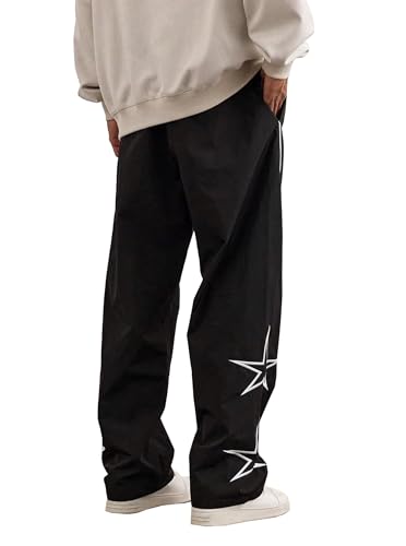 SOFIA'S CHOICE Men's Baggy Sweatpants Y2k Striped Star Embroidery Wide Leg Dance Pants with Pocket Streetwear2