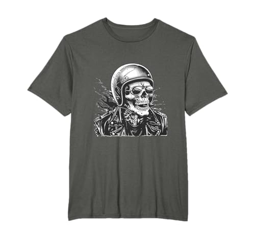 Squelette Tête de Mort Biker Rocker Crâne Punk Rock T-Shirt