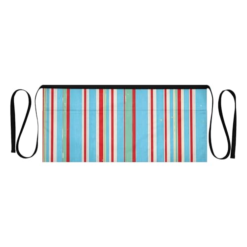 FASHON&FASCIN Server Apron with Pockets Waist Aprons Half Waitress Apron Striped Design for Gardening Restaurant,Multi4