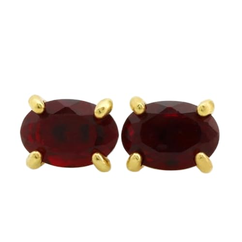 Boucles d'oreilles en grenat naturel anti-allergie en argent 925 doré