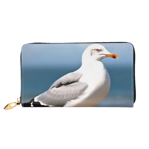 Portefeuille de voyage imprimé tigre blanc et mouette mignonne avec zip protecteur pour femme