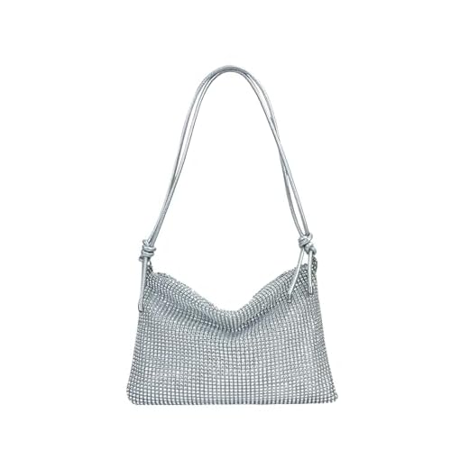 VIDSTW Strass Scintillanti Pochette Donna Elegante, Pochette Argento Classico e Versatile Tracolla Regolabile Borsa Argento, Clutch Donna Alta Capacità per Feste, Banchetti, Matrimoni (Argento)