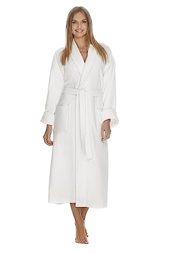 Terry Cloth Bathrobe by BOCA TERRY, Luxury Robe for Women, Plush White Cotton Hotel Spa Robes, 2X (XXL)