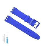 PIGLOLKINY Bracciale for orologio in morbido silicone for cinturini Swatch da uomo e donna(Blue,19mm)
