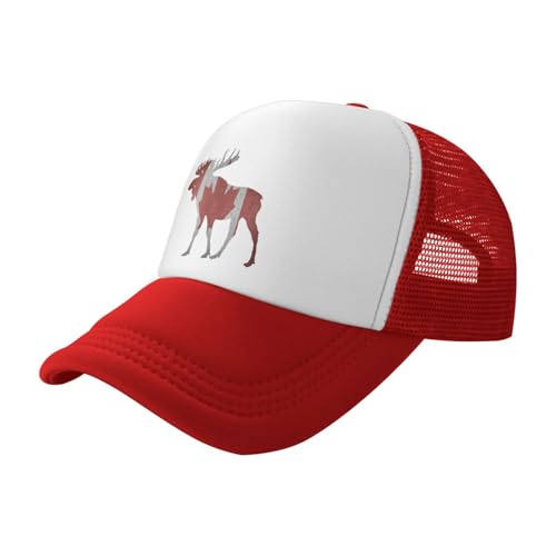 Canada Flag Moose Trucker Hat Snapback Mesh Baseball Cap Unisex