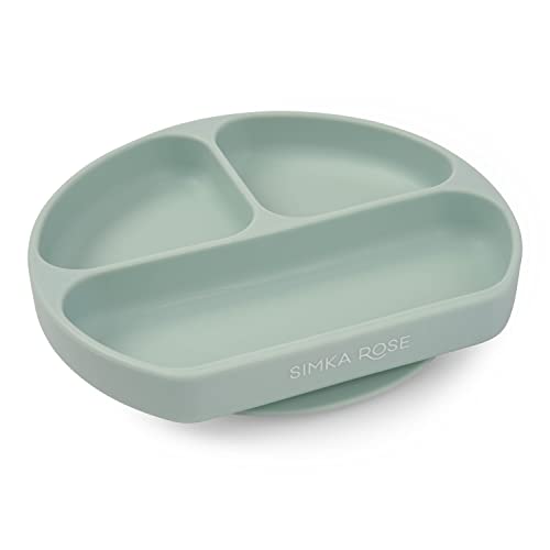 Image of Simka Rose Baby Suction Plates for Baby & Toddler Plates Silicone Plate Baby Baby Dishes- BPA Free Silicone Divided Design Microwave & Dishwasher Safe - Baby Led Weaning Supplies Utensils (Pack of 1)