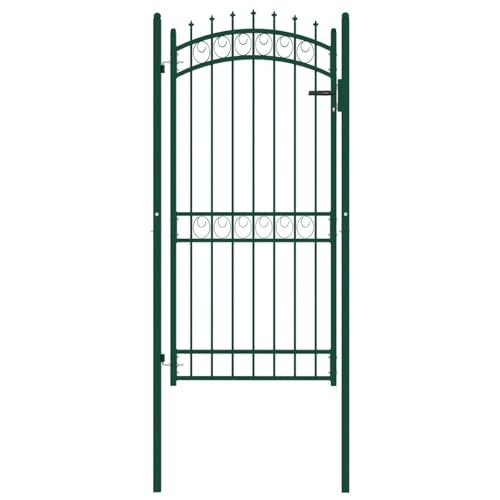 Gecheer Puerta de Valla con Picos Acero Verde 100x200 cm,Valla De Jardín Malla Cerca Valla Acero Alambre Pared Jardín Valla Cerca Verja Barda Reja,Type 1