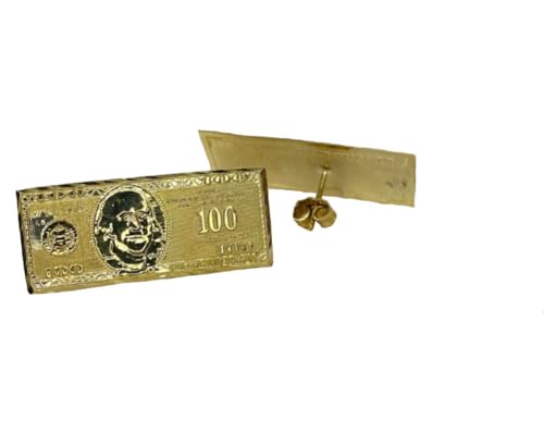 Unisex Rough Textured Cookie Nugget Stud Earing In Gold Plated (one 100 bill hip hop)