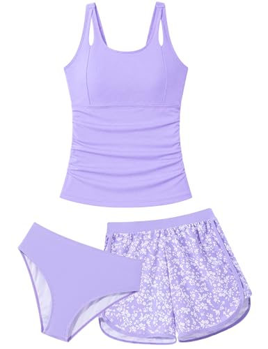Image of TUONROAD Girls 3pcs Tankini Swimsuit Size 11-16 Bathing Suits for Teens