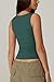 QINSEN Women's Square Neck Sleeveless Double-Layer Tank Tops Basic Tight T Shirts Malachite Green M