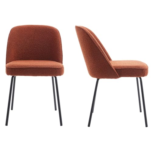 HOMIFAB Lot de 2 chaises de Salle à Manger en Tissu bouclé Rouille, piètement Noir - Olden