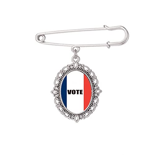 Broche Drapeau France M Anti-Trous pour Vêtement Élection Générale, Clips Robe Châle