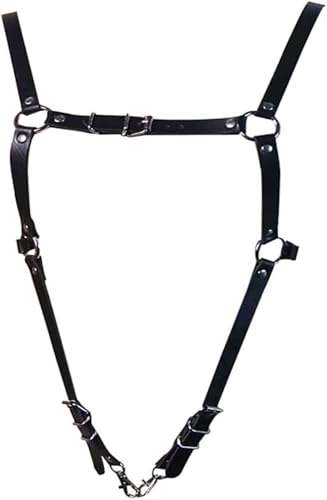 Black Leather Chest Harness Chain Belt Punk Body Shoulder Straps Ring Adjustable Buckle for Men Clubwear Costume2