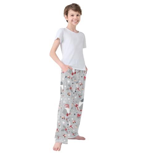 Boys' Pants Dwarf Christmas Bell Gift Long Bottoms Jogger Pants Elastic Waist Trousers with Pockets S-XL4