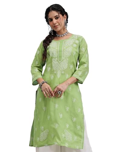Image of Ada Hand Embroidered Lucknowi Chikankari Cotton Kurta for Women A133488