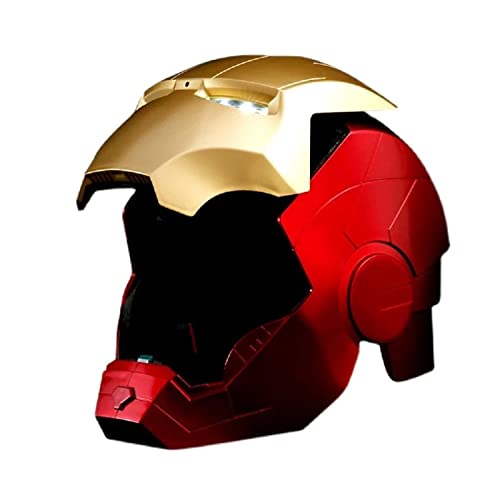 AOKLEY 1: 1 Casco Iron Man Usable Apertura Y Cierre Placa Frontal Niños Fiesta De Halloween Para Adultos Mascarada Disfraces Mascarilla Headcowl Coleccionables De Moda,Red-Adult（65cm）