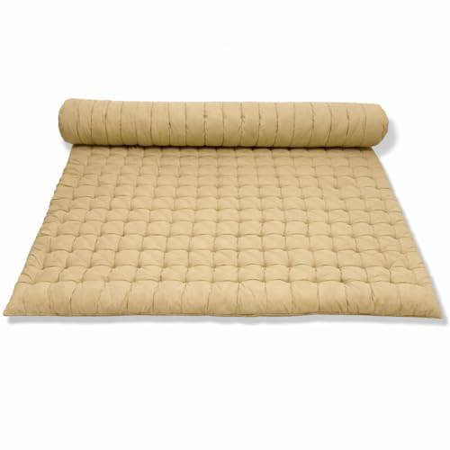 Image of ATOOTFUSION Soft Cotton Quilt | Foldable Light Weight Filled Single Firm Cotton Quilt Mattress| Gadda (Solid Coloured, 2 Sleeping Capacity, 5 x 6 ft or 72 x 60 Inches Queen) (Khaki)