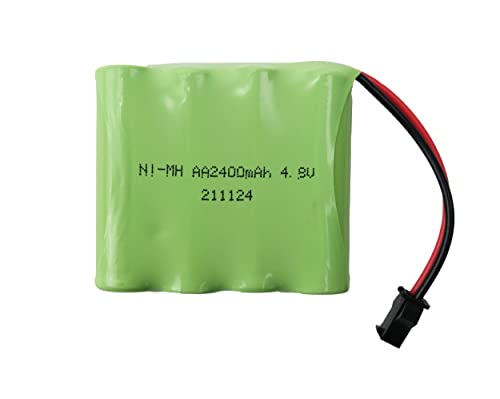 EFASO Batterie 4,8 V 2400 mAh rechargeable AA NiMH 4,8 V pour voiture RC avec fiche SM pour camions télécommandés, outils électriques RC Cars