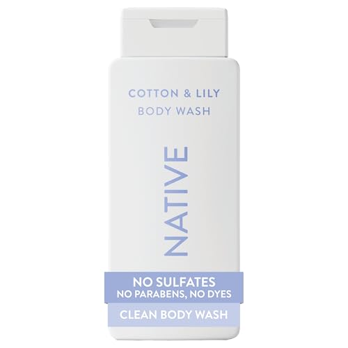 Image of Native Clean Body Wash, Gentle & pH-balanced for Sensitive Skin, 24-Hr Freshness for Women & Men, Vegan & Cruelty-Free, Free of Sulfates, Parabens & Phthalates, Cotton & Lily, 18 fl oz