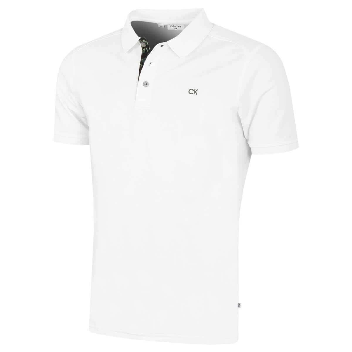 Calvin Klein Mens Campus Camo Golf Polo Shirt - White/Grey Camo - XXXXL