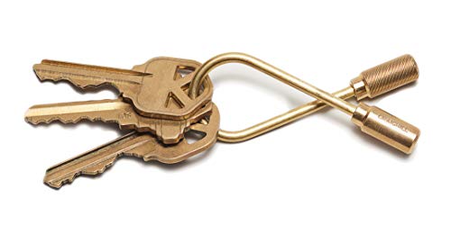 Craighill Closed Helix Keyring - 2 Carabiner Keychain Clip Modern Minimalist Keyring for Car Keys Heavy Duty Lightweight Helix Shape - Brass