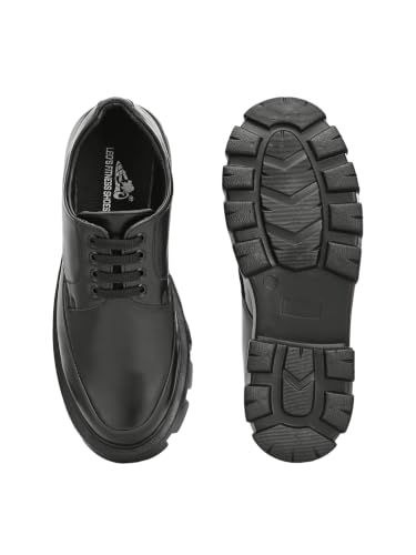 Leo's Fitness Shoes LEOS Men's Chunky Derby Lace-Up Shoes, Black - Image 6