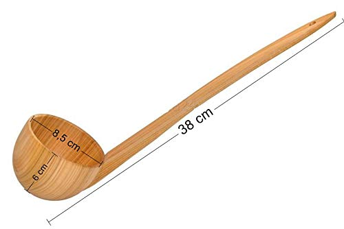 Louche en bois de cerisier naturelle pour cuisine et sauna