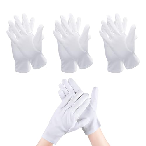 KRYMSON 3 pares de guantes blancos de algodón, protección contra incendios, guantes acolchados, para caballeros, protección contra quemaduras