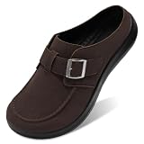 JIASUQI Suede Men Mule Slip On Clogs Sneakers Wide Walking Shoes Coffee 10.5