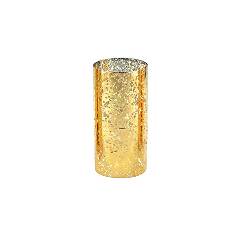 Image of CYS EXCEL 2 PCS (H:6 inch D:3 inch) Mercury Gold Glass Hurricane Candleholder Open Ended Tube Shade | Multiple Size Choices Open Flame Candle Chimney Tube Cover | Bottomless Cylinder